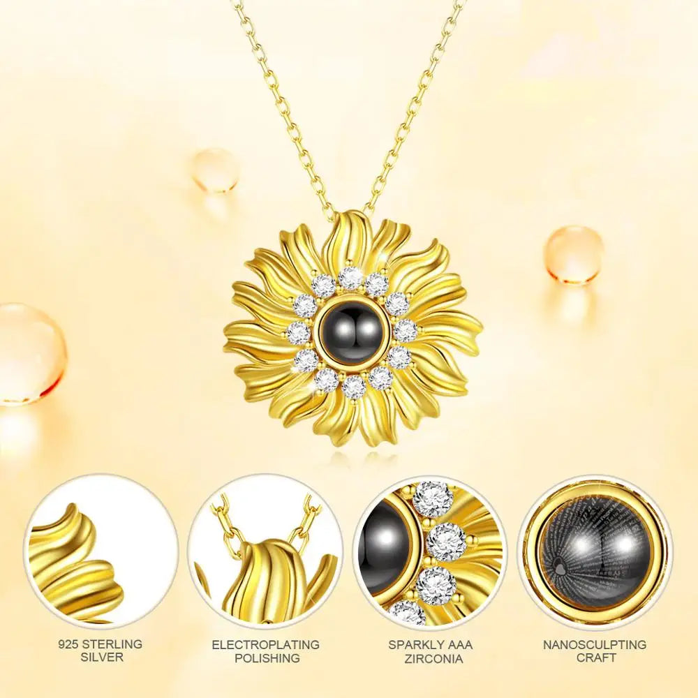 Gold sunflower necklace