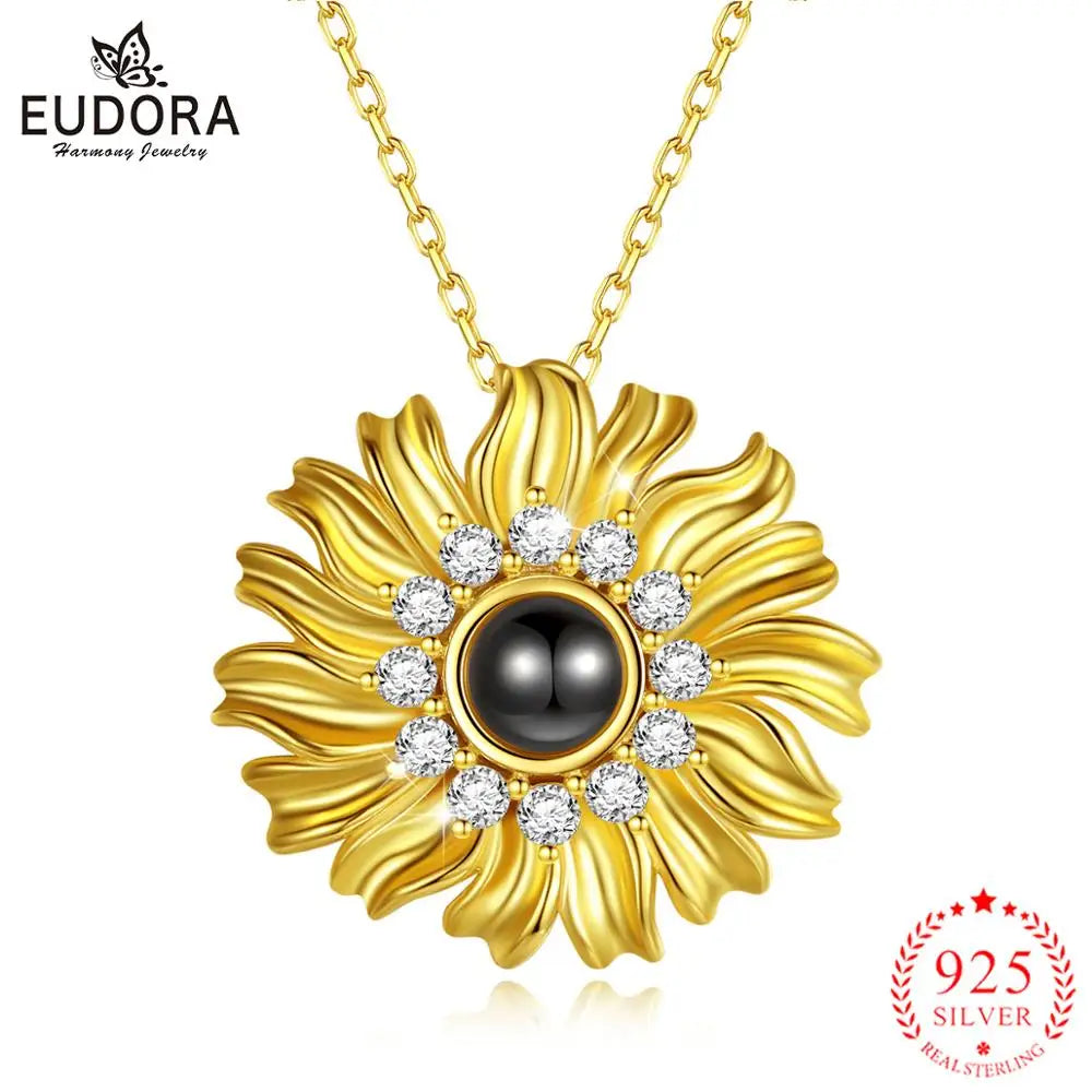 Gold sunflower necklace