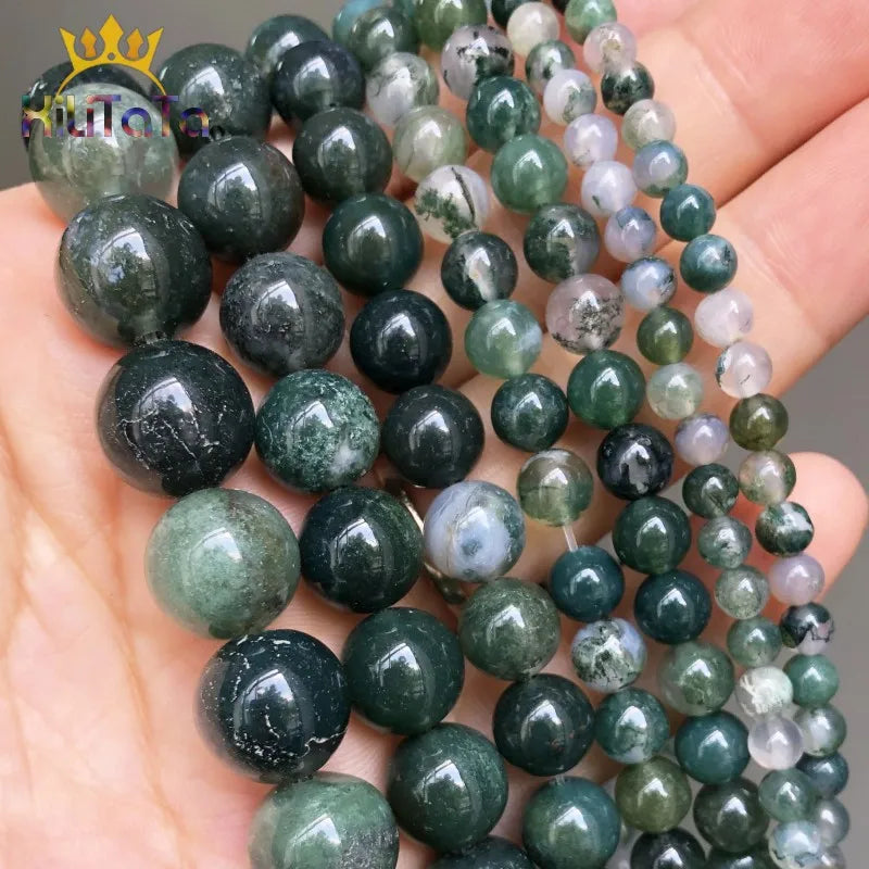 Moss agate beads