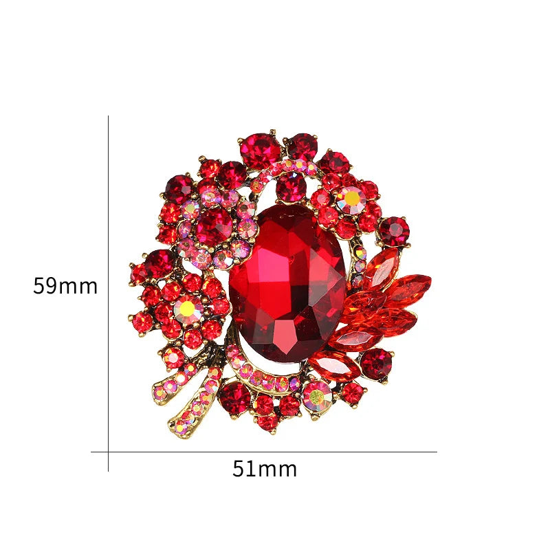 Red rhinestone brooch