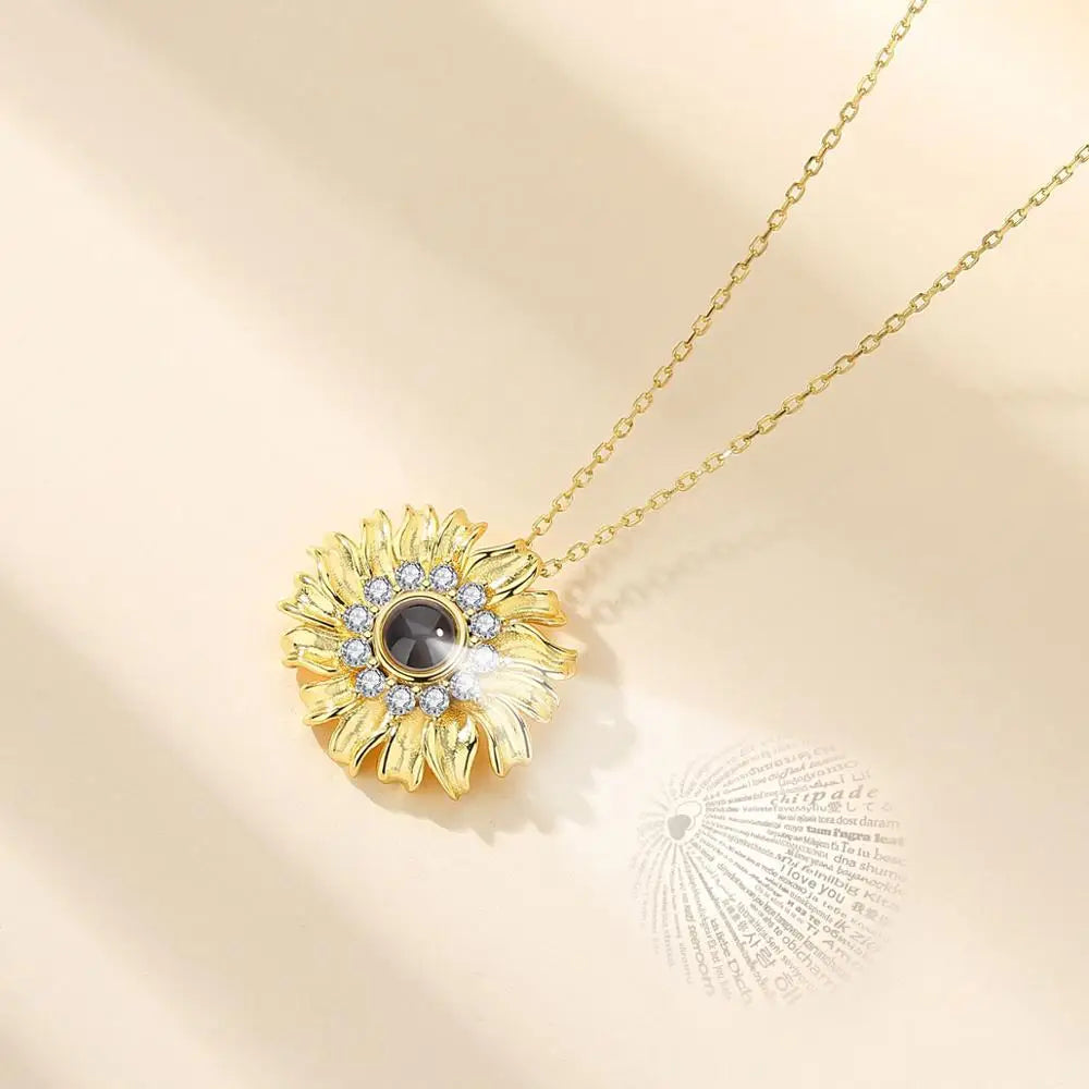 Gold sunflower necklace