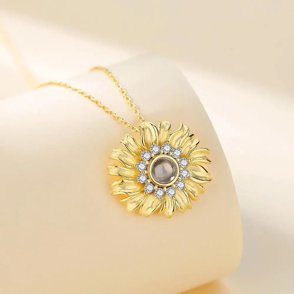 Gold sunflower necklace