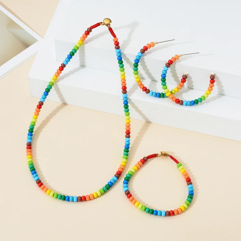 Rainbow bead necklace
