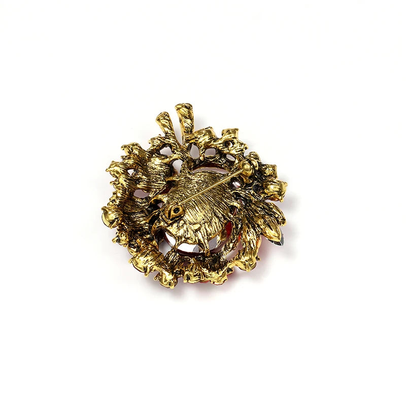 Red rhinestone brooch
