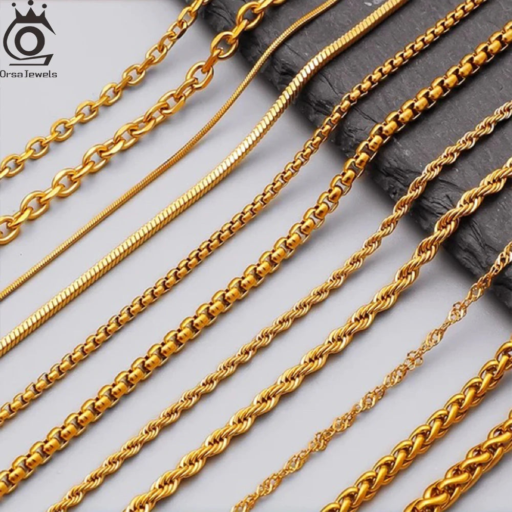 Gold box chain necklace