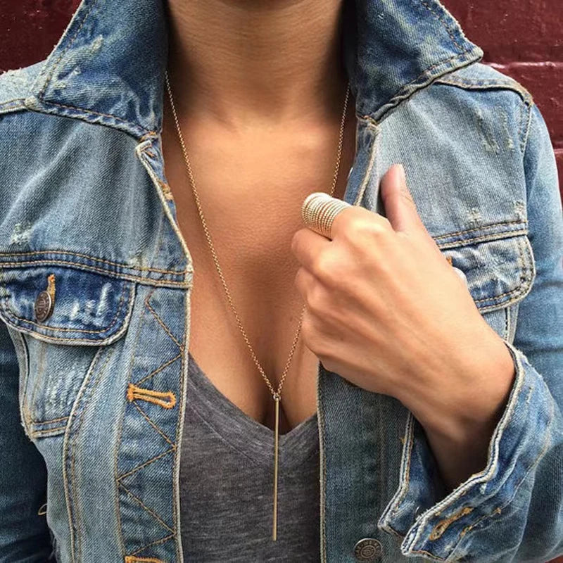 Long silver necklaces