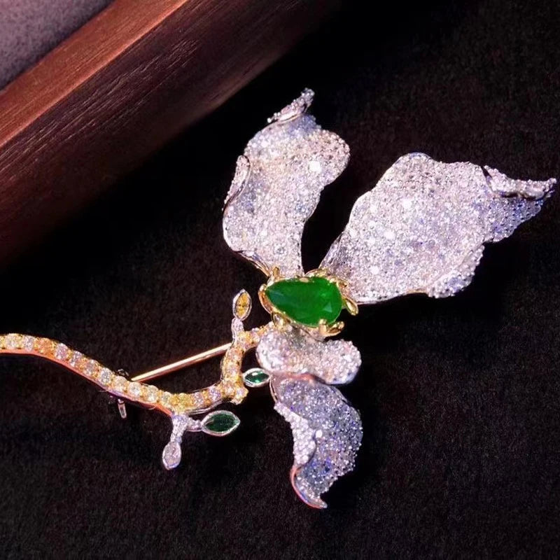 Silver flower brooch