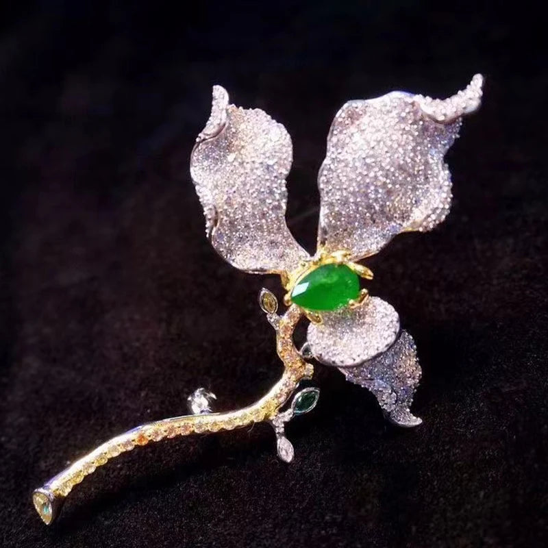 Silver flower brooch