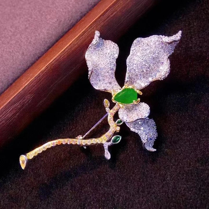 Silver flower brooch