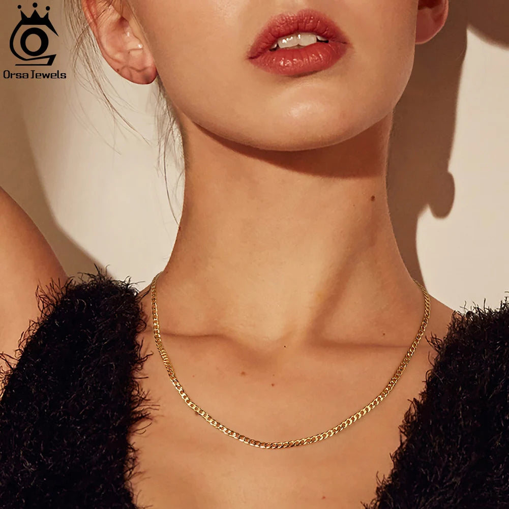 Gold box chain necklace