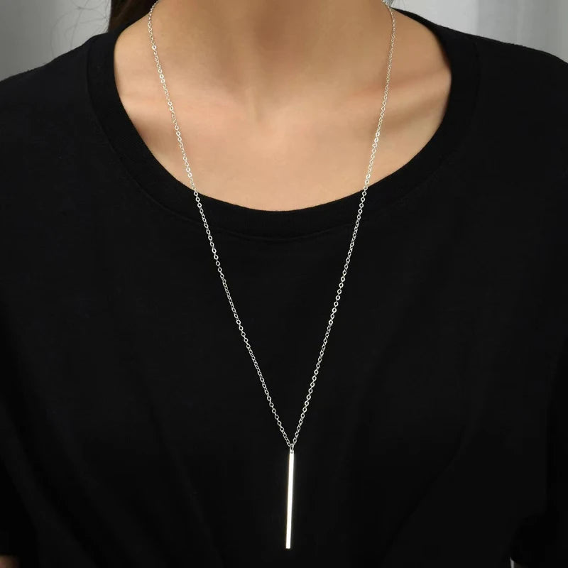 Long silver necklaces