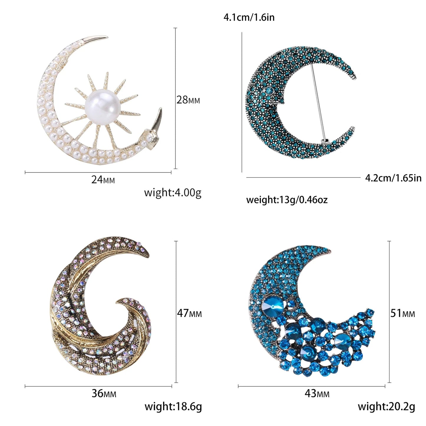 Moon brooch - Jewelry Universe