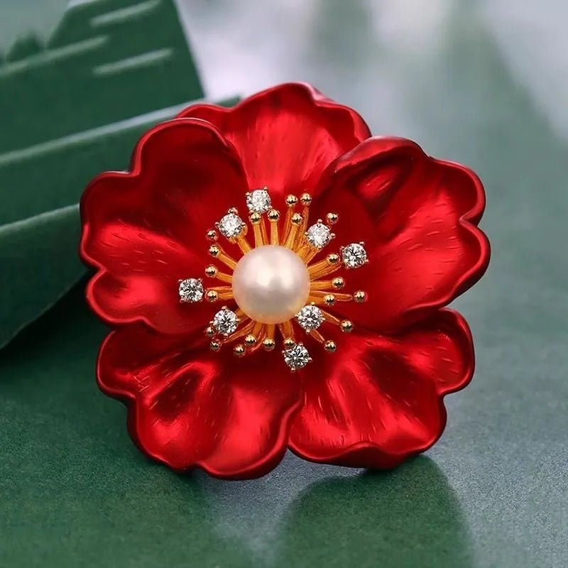 Red flower brooch - Jewelry Universe - Jewelry making