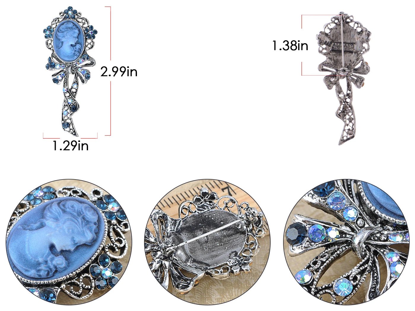 Vintage blue cameo brooch - Jewelry Universe