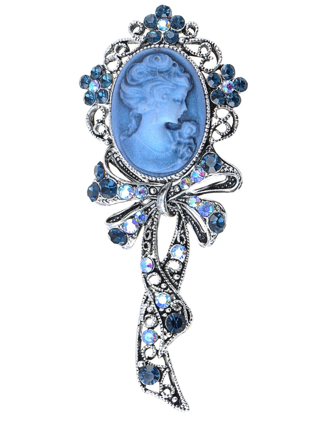 Vintage blue cameo brooch - Jewelry Universe