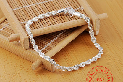 Silver rope bracelet