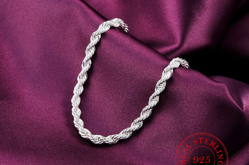 Silver rope bracelet