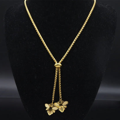 Gold bee necklace