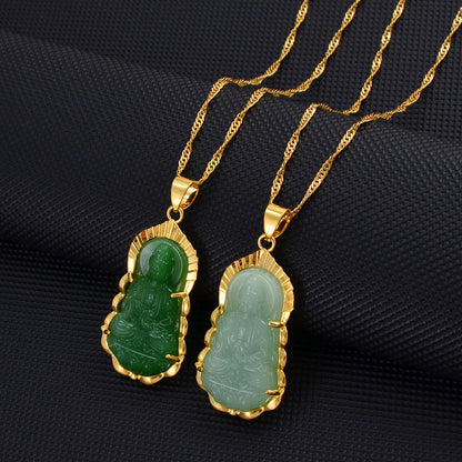 Green buddha necklace