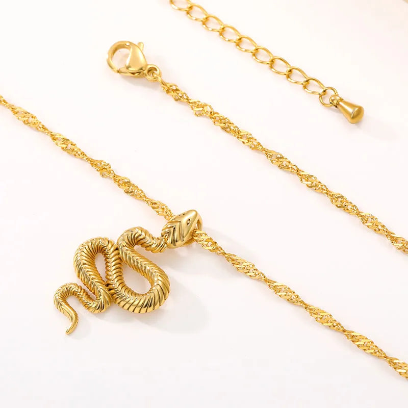 Gold snake chain necklace