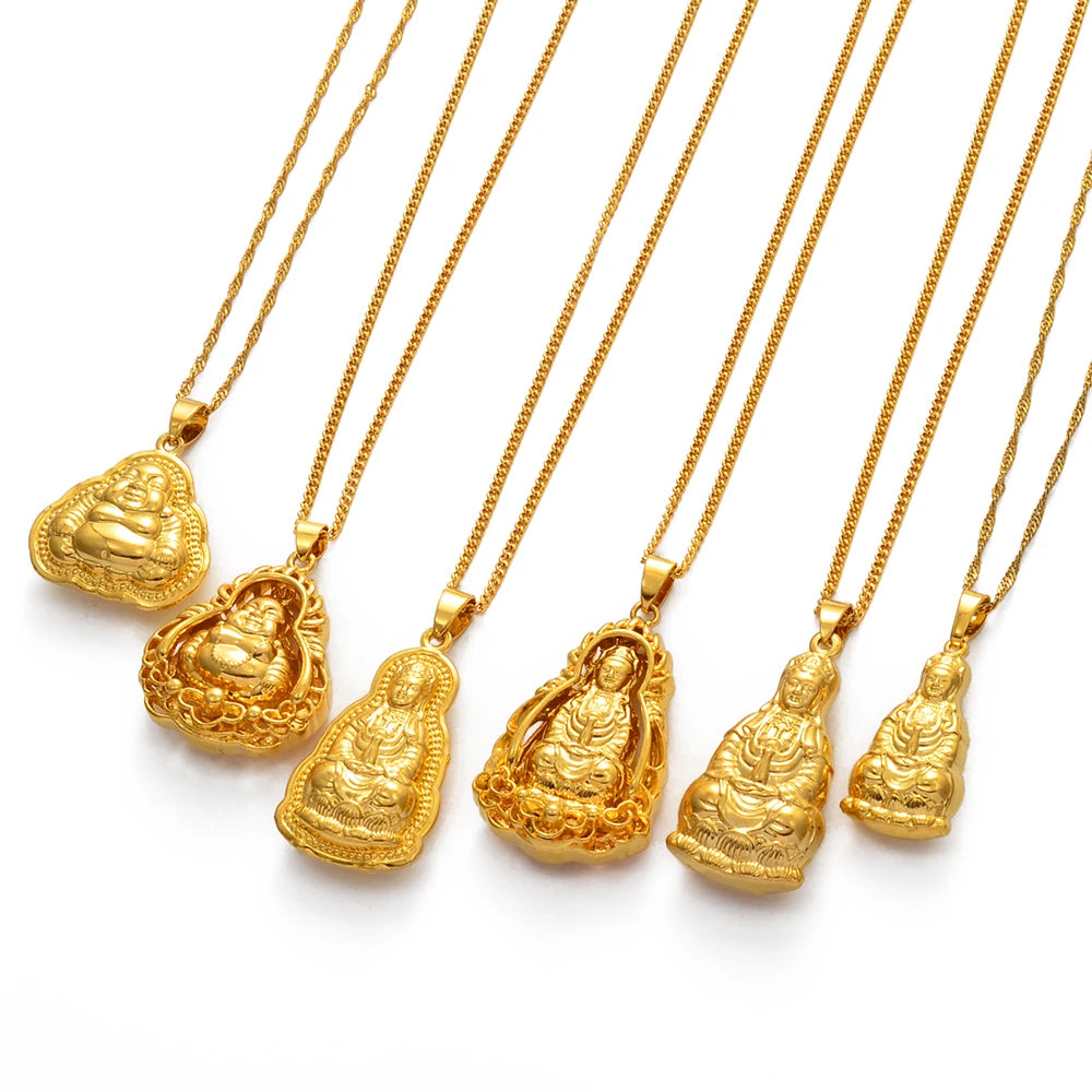 Gold buddha necklace