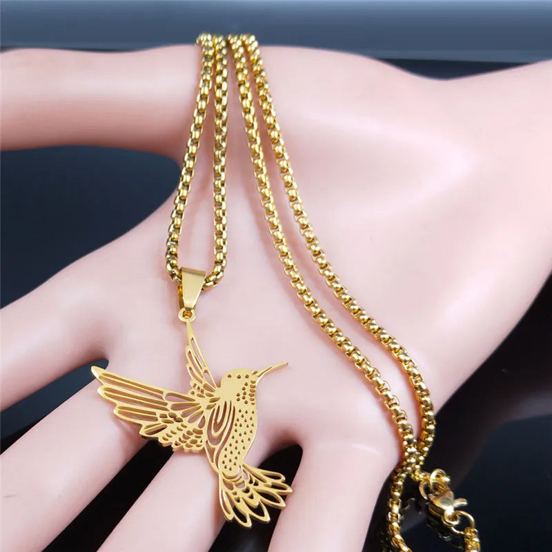 Hummingbird necklace gold