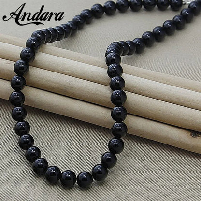 Mens black pearl necklace