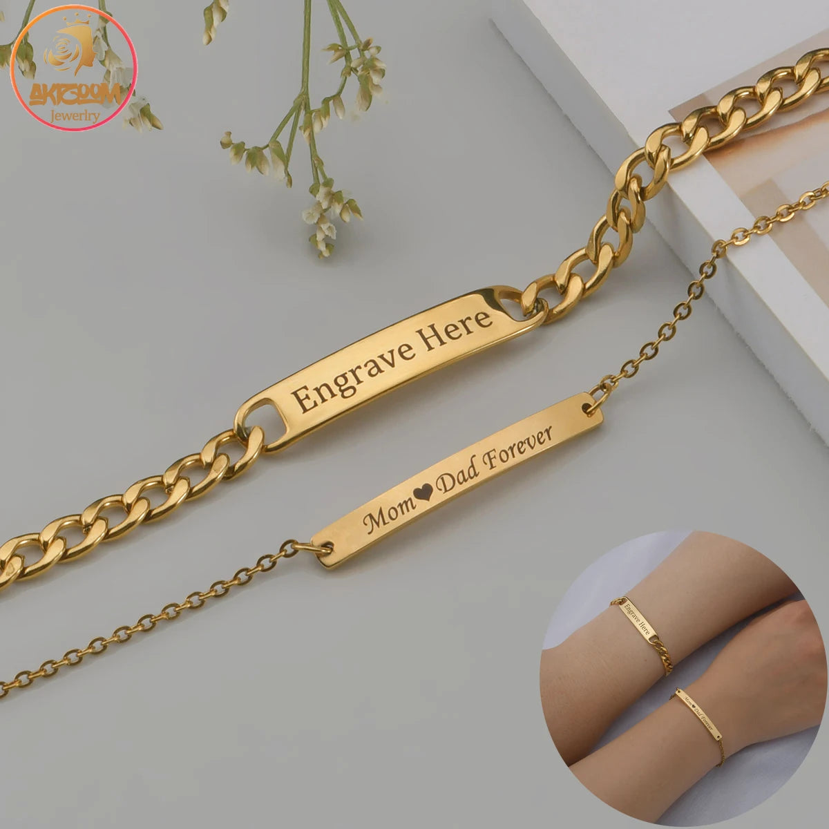 Gold name bracelet