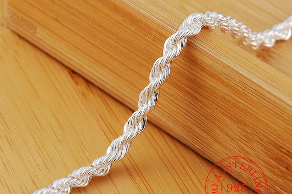 Silver rope bracelet