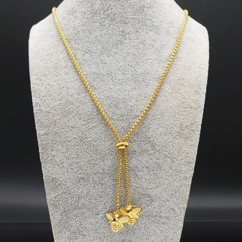 Gold bee necklace