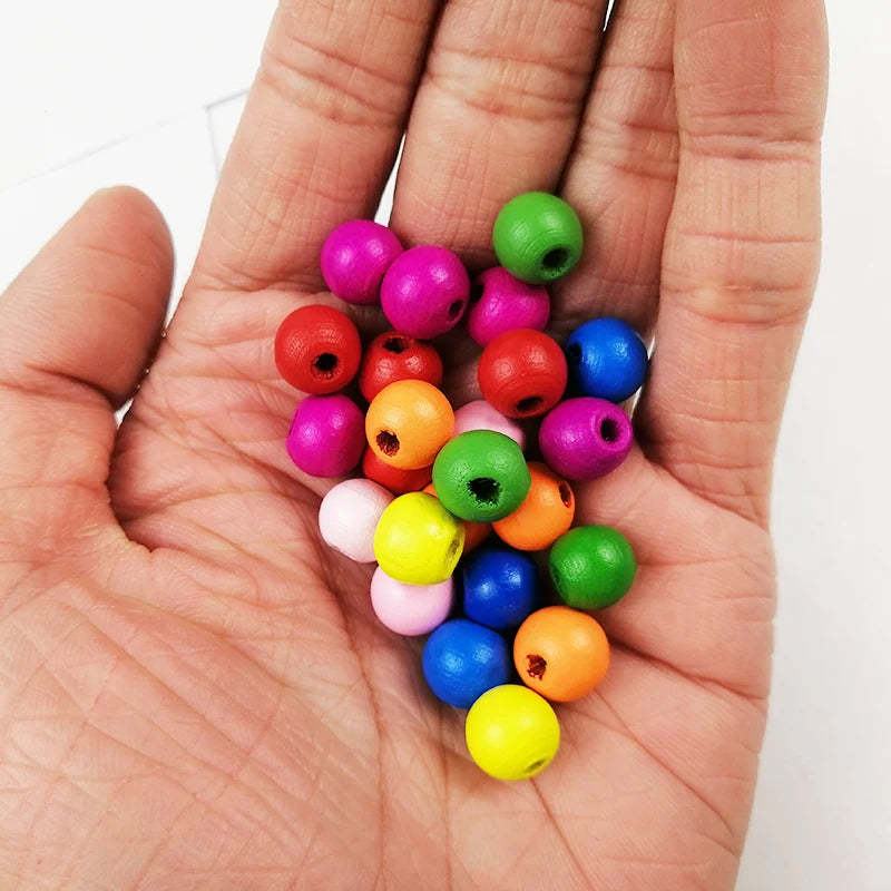 Colored wooden beads