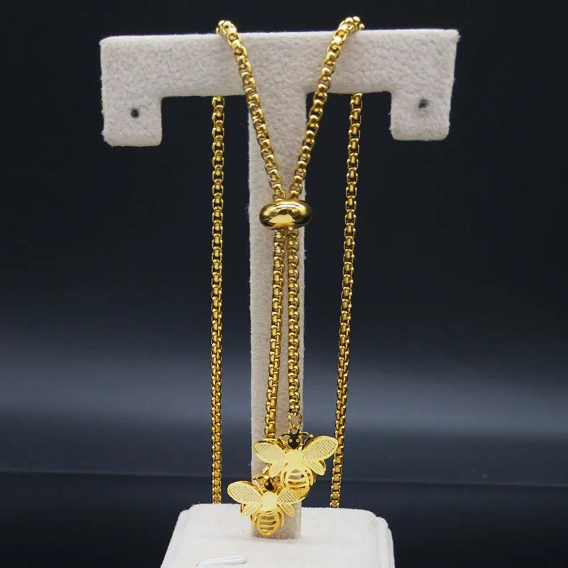 Gold bee necklace