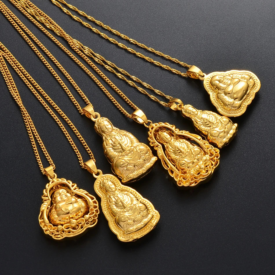 Gold buddha necklace