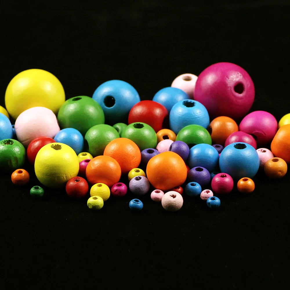 Colored wooden beads