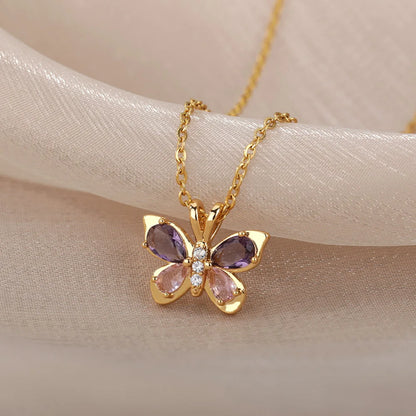 Purple butterfly necklace