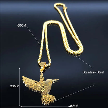 Hummingbird necklace gold