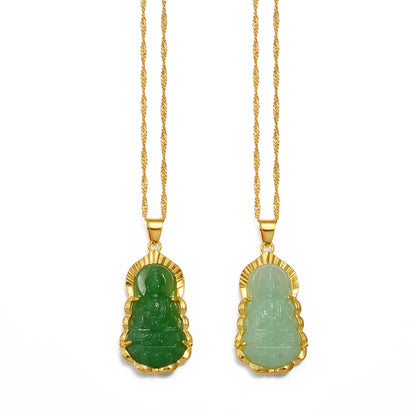 Green buddha necklace