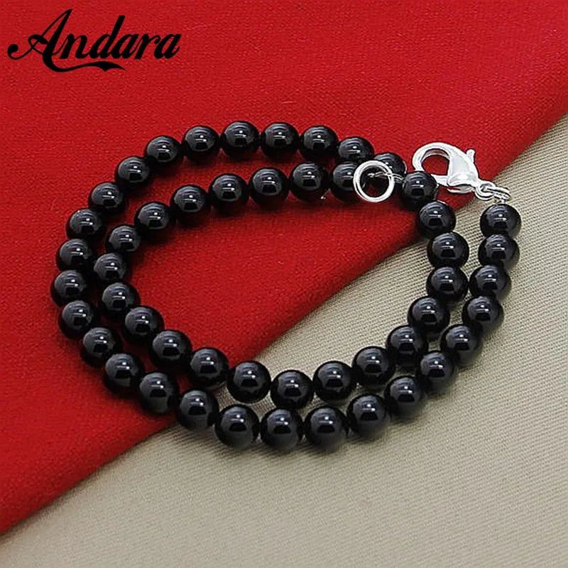 Mens black pearl necklace