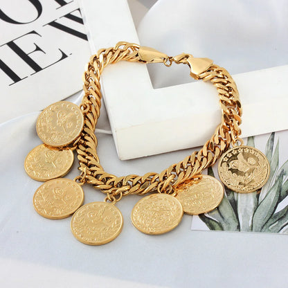 Gold coin bracelet