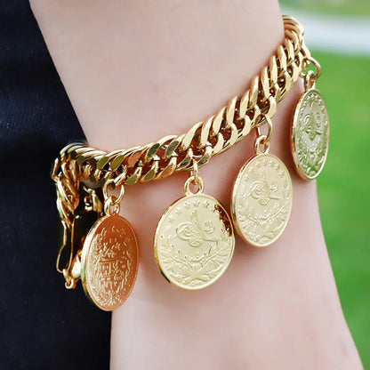 Gold coin bracelet