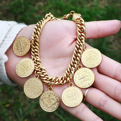 Gold coin bracelet