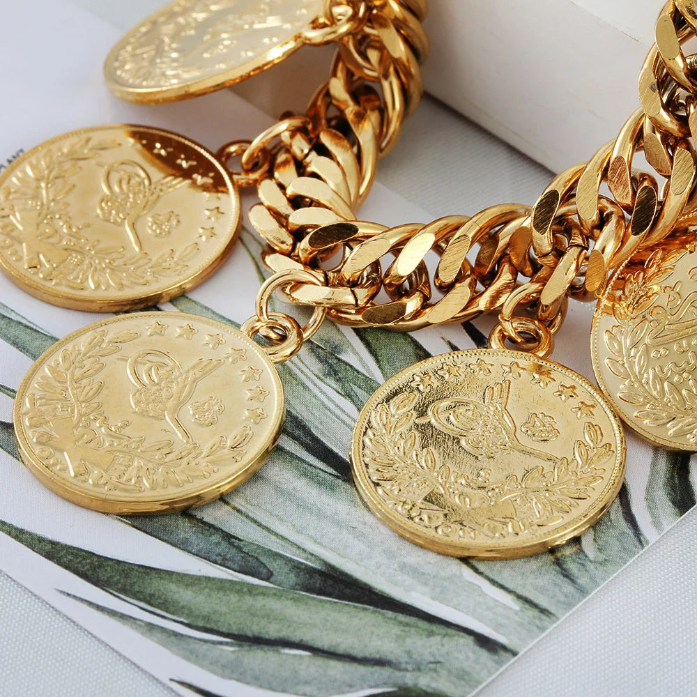 Gold coin bracelet