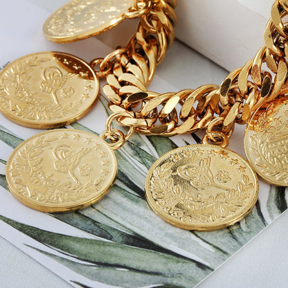 Gold coin bracelet