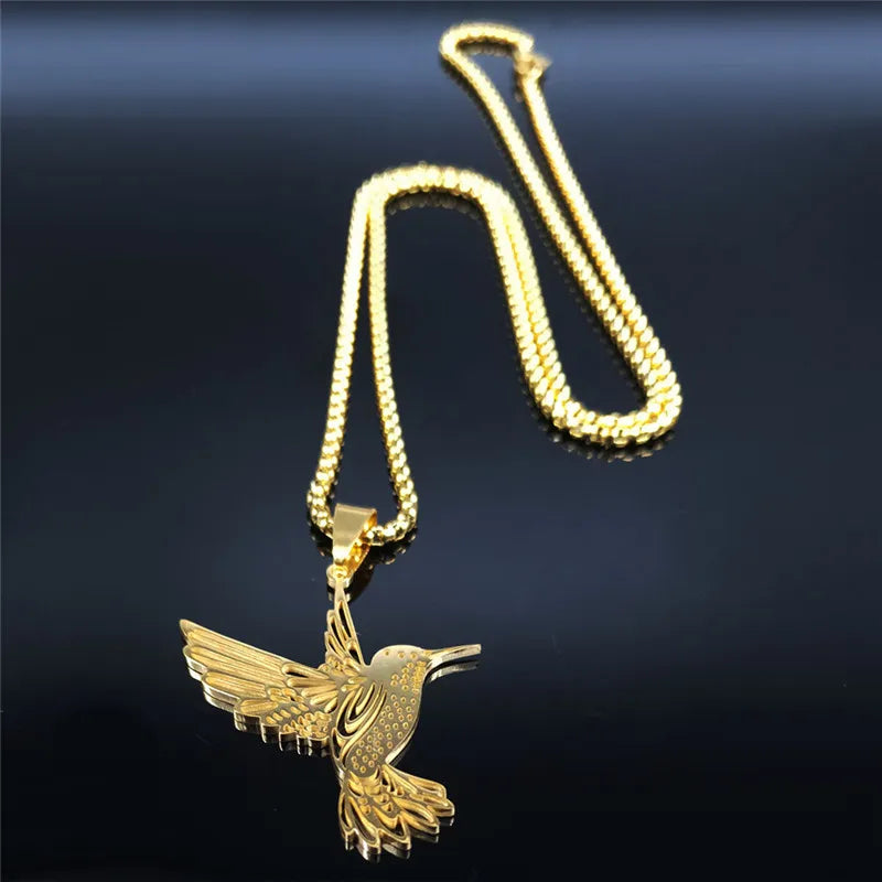 Hummingbird necklace gold