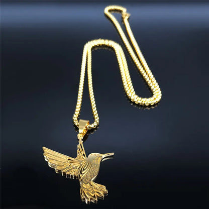 Hummingbird necklace gold