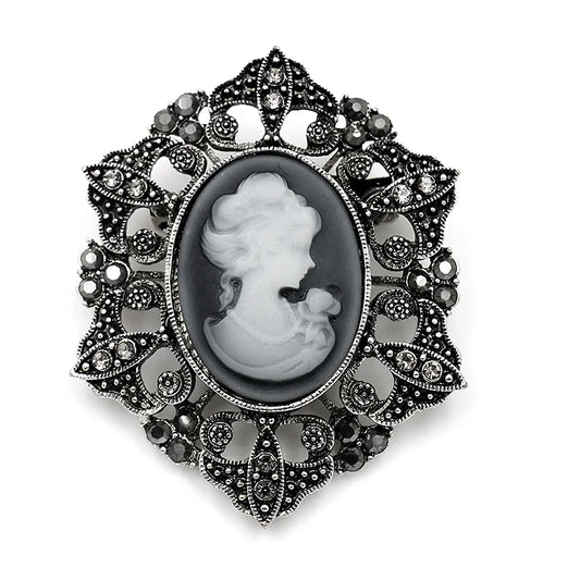 Black cameo brooch