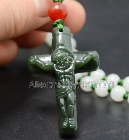 Jade cross necklace