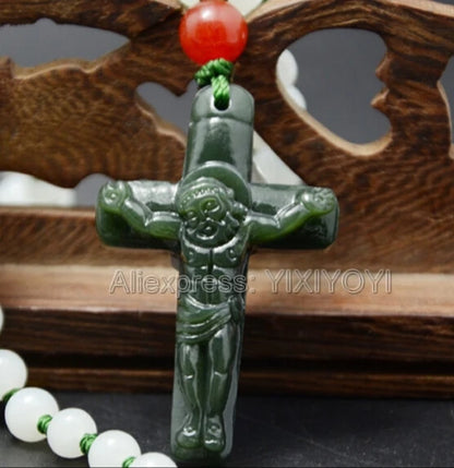 Jade cross necklace