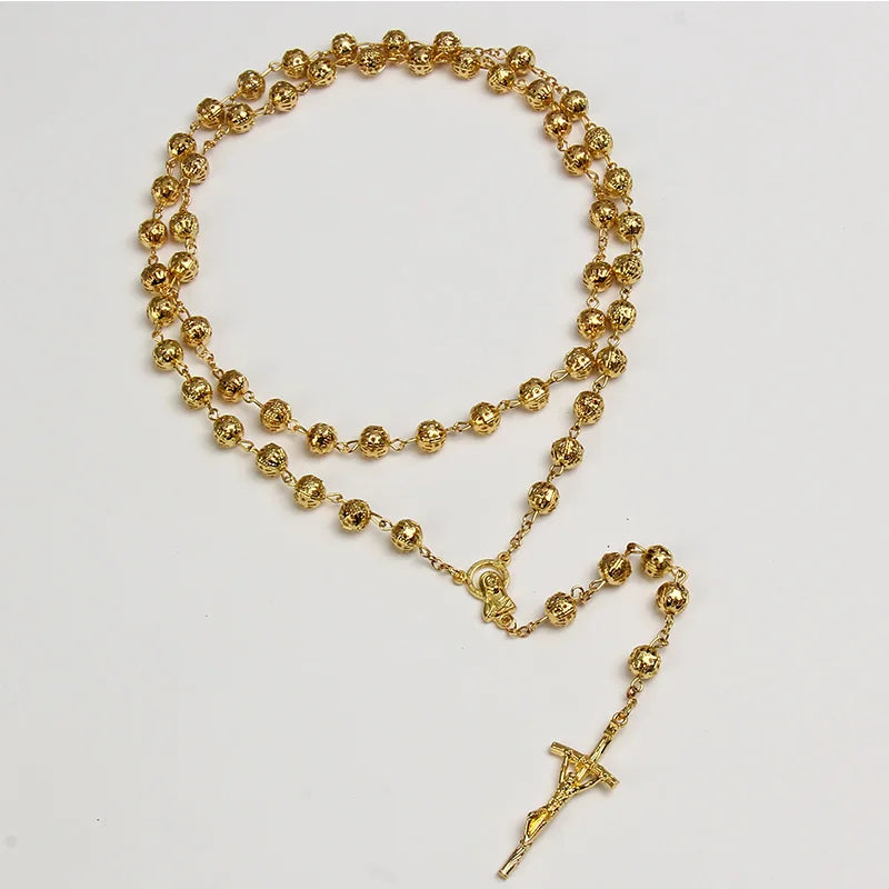 Men's rosary necklace gold