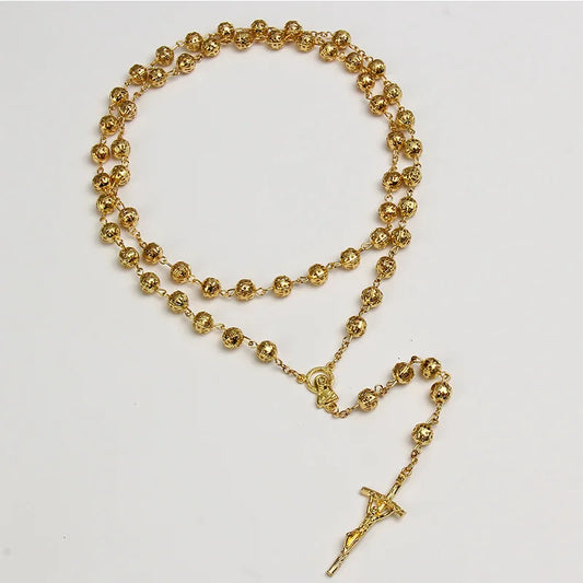 Men's rosary necklace gold